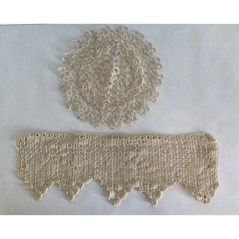 Lot of 8 Vintage Doilies Crochet pieces Various colors, sizes, shapes home